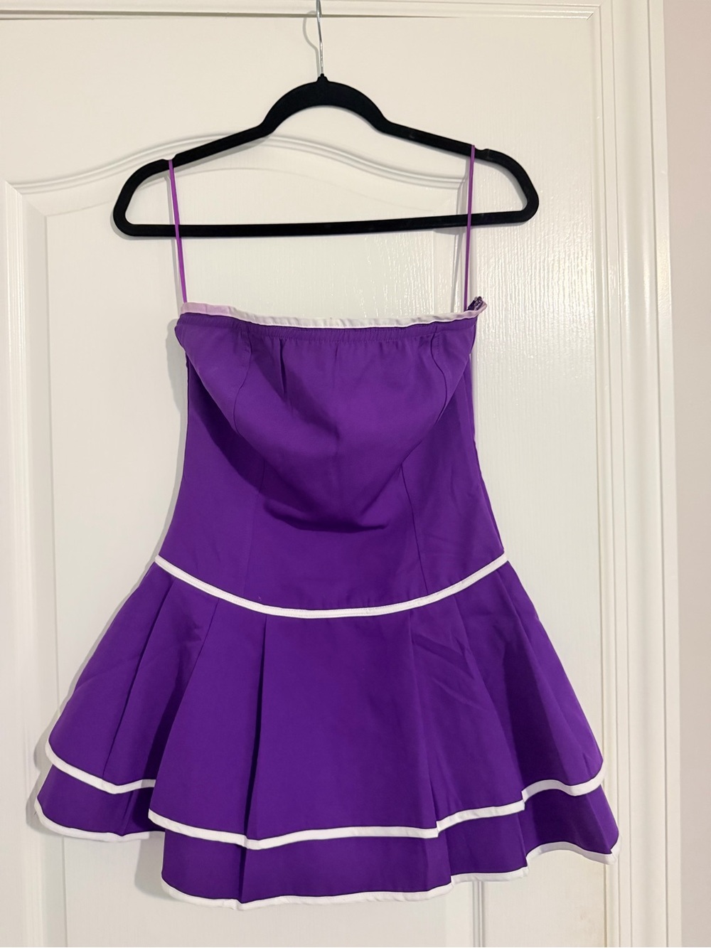 Day + Moon Purple Strapless Dress with White Trim - Picture 4 of 10